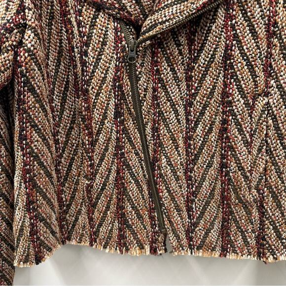 Bob Timberlake Womens Wool Blend Jacquard Tweed Moto Jacket Coat Size L - Picture 3 of 11